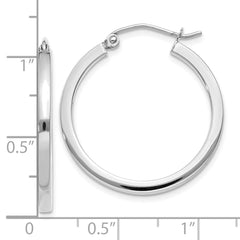 10K White Gold 2mm Square Tube Hoops