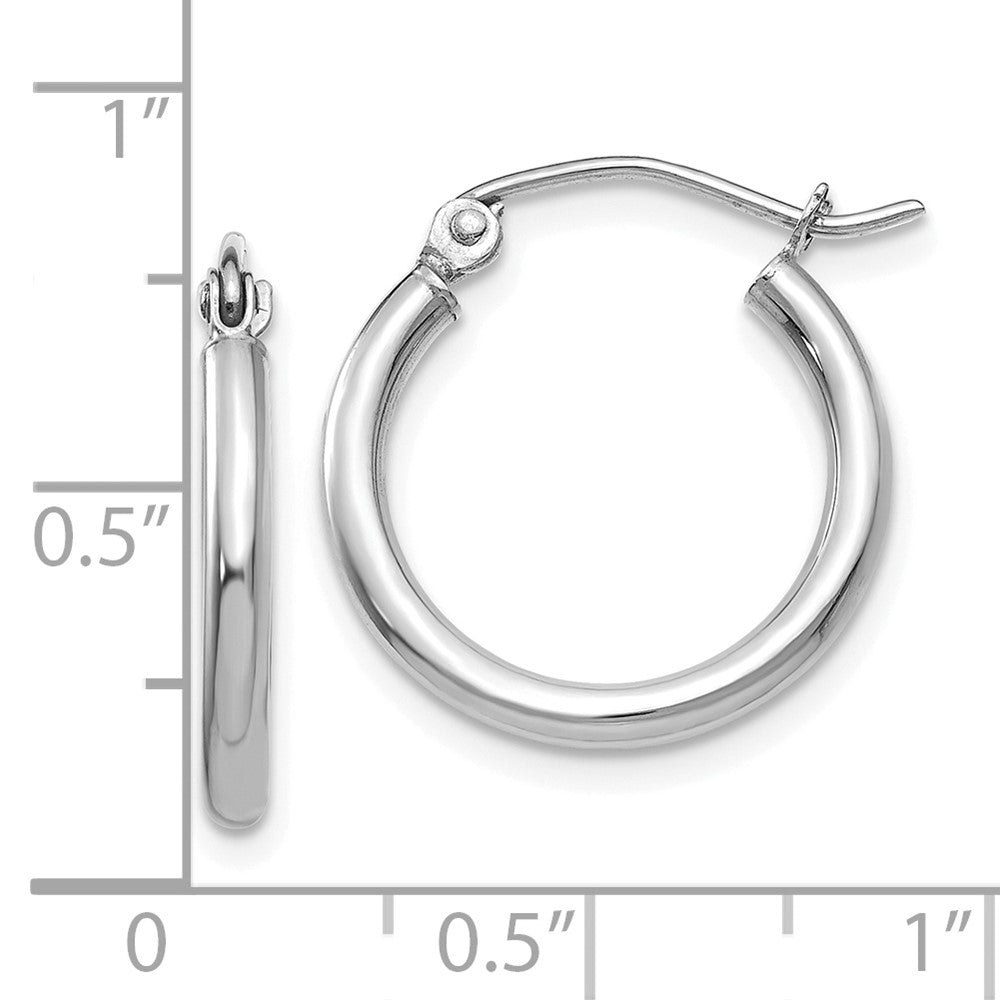 10K White Gold Polished 2mm Tube Hoop Earrings