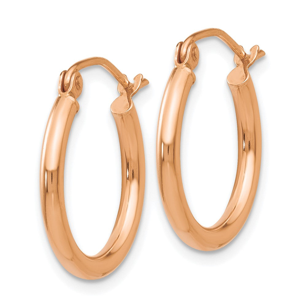 10K Yellow Gold Polished 2mm Tube Hoop Earrings