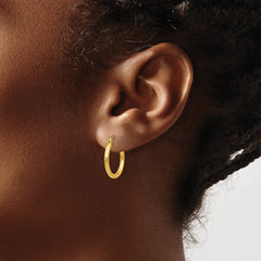 10K Yellow Gold Polished 2mm Lightweight Tube Hoop Earrings