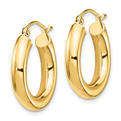 10K Yellow Gold Polished 4mm Tube Hoop Earrings