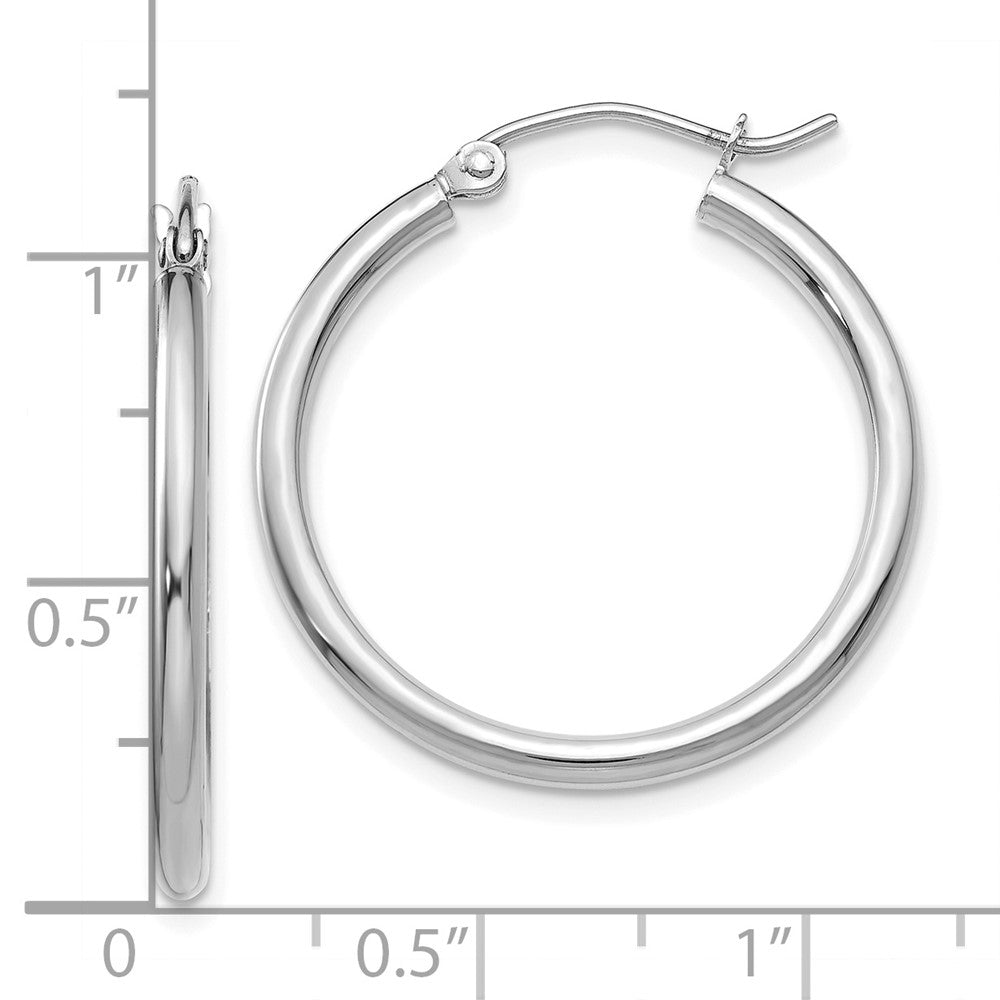 10K White Gold Polished 2mm Tube Hoop Earrings