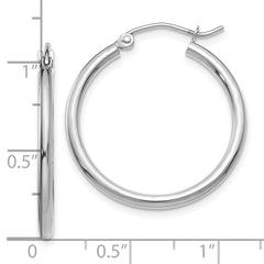 10K White Gold Polished 2mm Lightweight Hoop Earrings