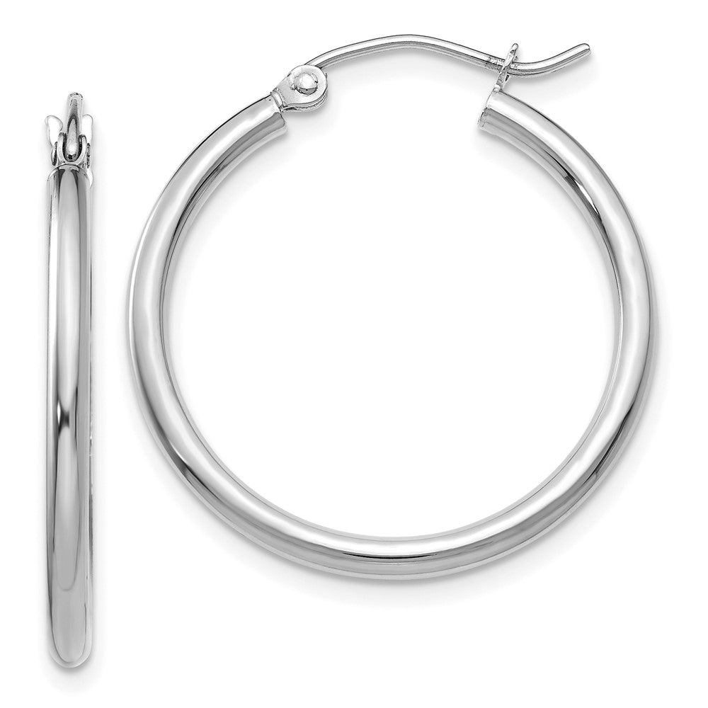 10K White Gold Polished 2mm Lightweight Hoop Earrings