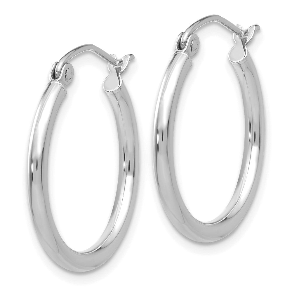 10K White Gold Polished 2mm Tube Hoop Earrings