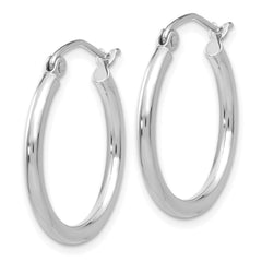 10K White Gold Polished 2mm Tube Hoop Earrings