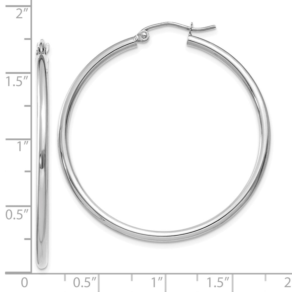 10K White Gold Polished 2mm Lightweight Hoop Earrings