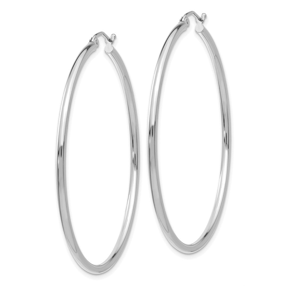 10K White Gold Polished 2mm Tube Hoop Earrings