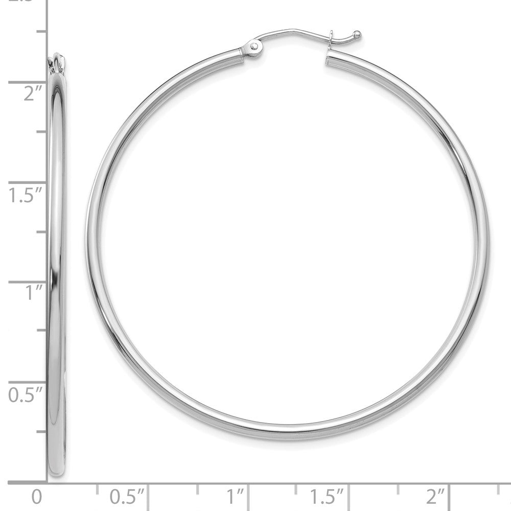 10K White Gold Polished 2mm Tube Hoop Earrings