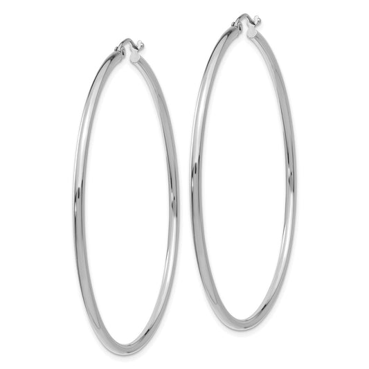 10K White Gold Polished 2mm Tube Hoop Earrings