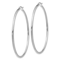 10K White Gold Polished 2mm Tube Hoop Earrings