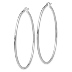 10K White Gold Polished 2mm Tube Hoop Earrings