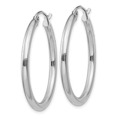 10K White Gold Polished 2.5mm Tube Hoop Earrings