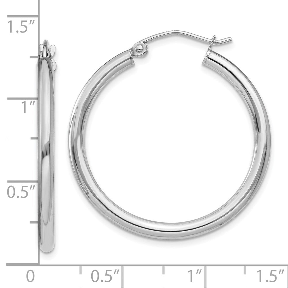 10K White Gold Polished 2.5mm Tube Hoop Earrings