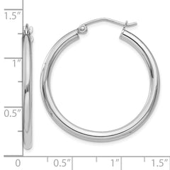 10K White Gold Polished 2.5mm Tube Hoop Earrings