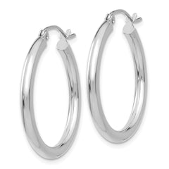 10K White Gold Polished 2.5mm Tube Hoop Earrings