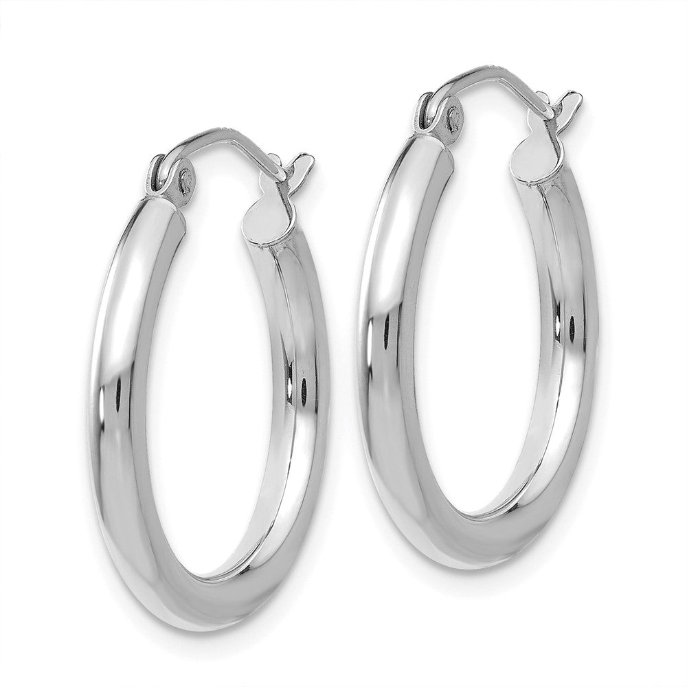 10K White Gold Polished 2.5mm Tube Hoop Earrings