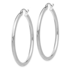 10K White Gold Polished 2.5mm Tube Hoop Earrings