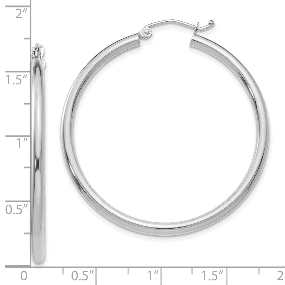 10K White Gold Polished 2.5mm Tube Hoop Earrings