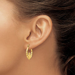 10K Yellow Gold Polished Claddagh Hoop Earrings