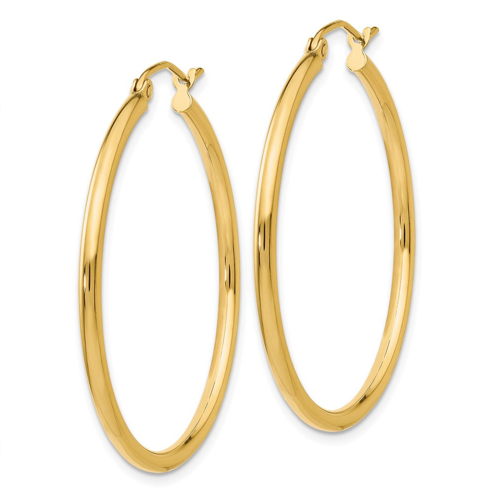 10K Yellow Gold Polished 2mm Tube Hoop Earrings