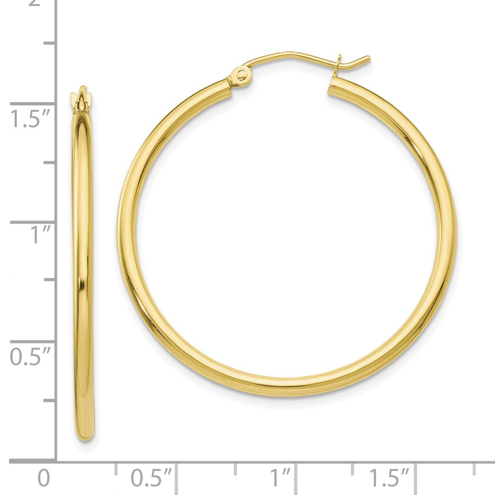 10K Yellow Gold Polished 2mm Tube Hoop Earrings