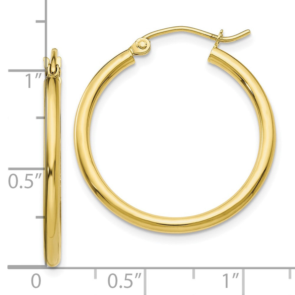 10K Yellow Gold Polished 2mm Tube Hoop Earrings