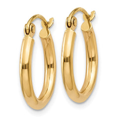 10K Yellow Gold Polished 2mm Tube Hoop Earrings