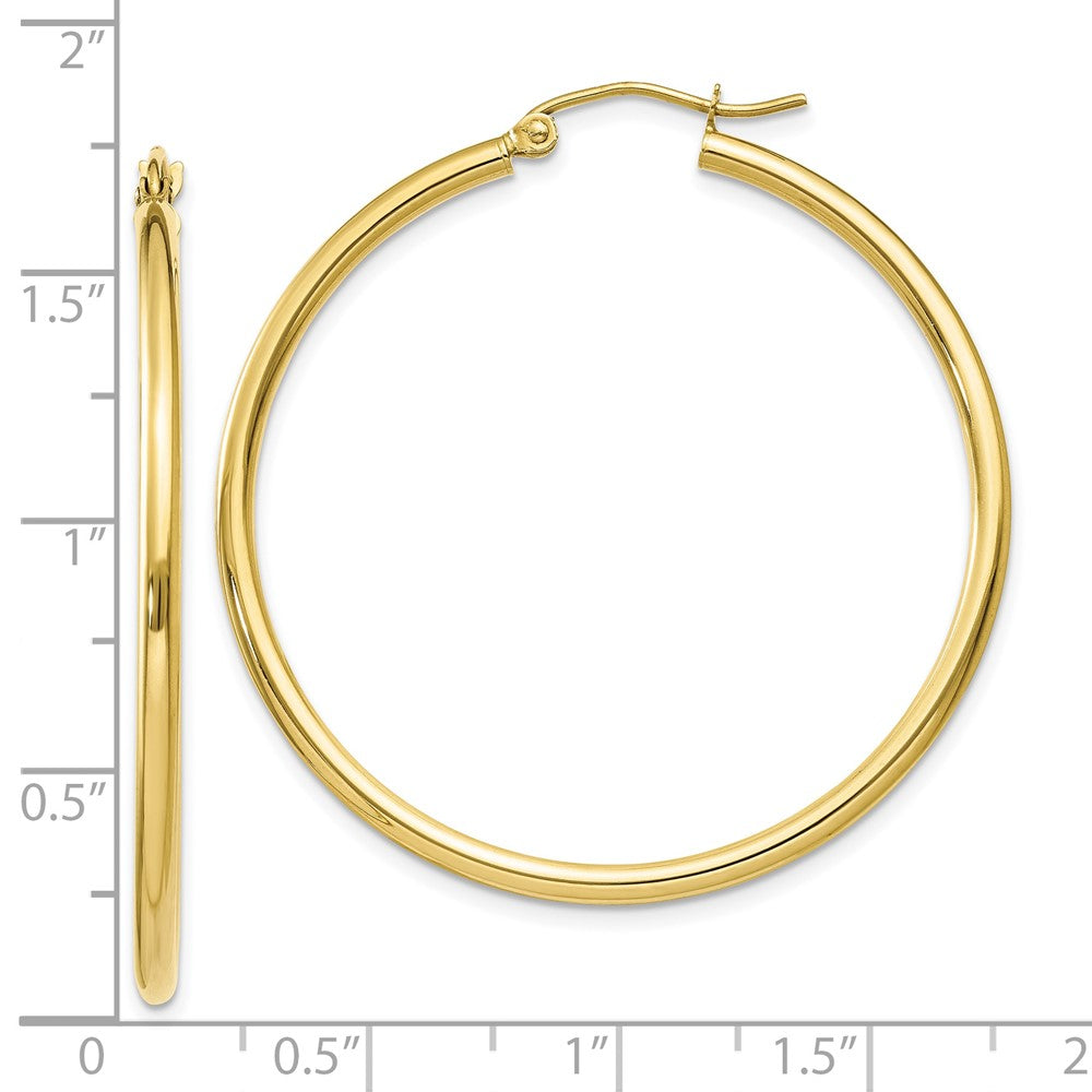 10K Yellow Gold Polished 2mm Tube Hoop Earrings