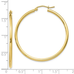 10K Yellow Gold Polished 2mm Tube Hoop Earrings