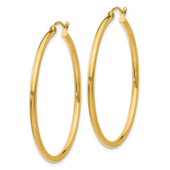 10K Yellow Gold Polished 2mm Lightweight Tube Hoop Earrings