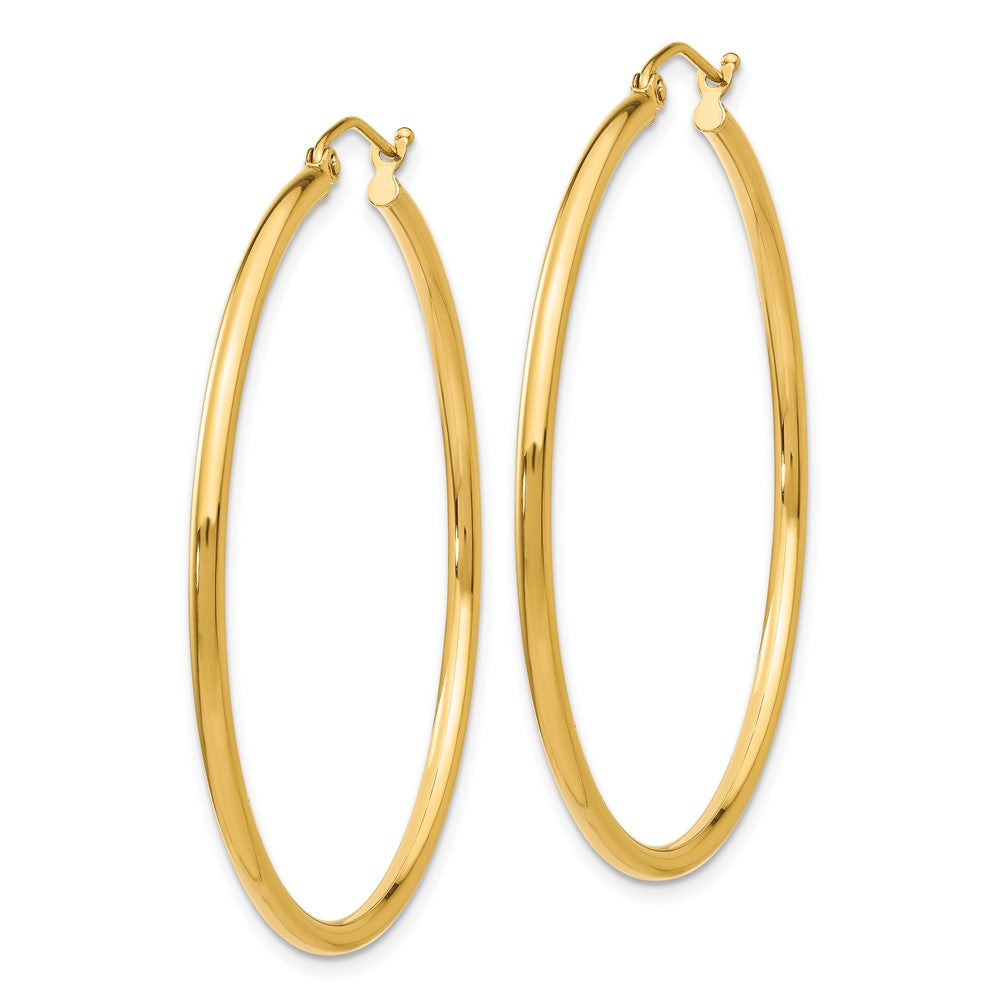 10K Yellow Gold Polished 2mm Tube Hoop Earrings