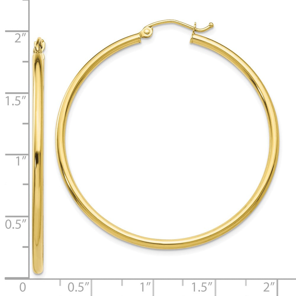 10K Yellow Gold Polished 2mm Tube Hoop Earrings