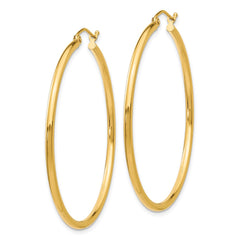 10K Yellow Gold Polished 2mm Lightweight Tube Hoop Earrings