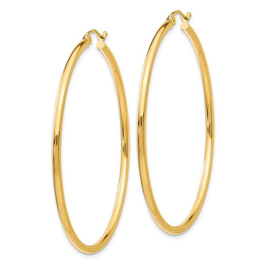 10K Yellow Gold Polished 2mm Tube Hoop Earrings