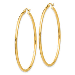 10K Yellow Gold Polished 2mm Tube Hoop Earrings