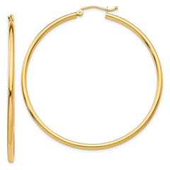 10K Yellow Gold Polished 2mm Lightweight Tube Hoop Earrings