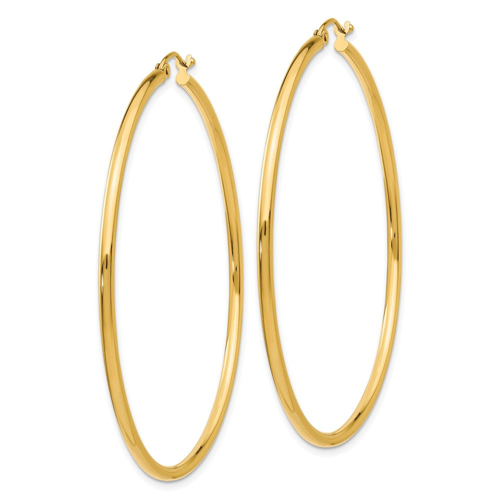 10K Yellow Gold Polished 2mm Tube Hoop Earrings