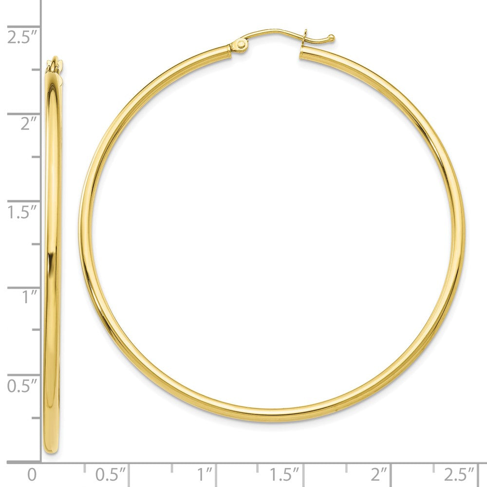 10K Yellow Gold Polished 2mm Tube Hoop Earrings