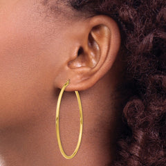 10K Yellow Gold Polished 2mm Lightweight Tube Hoop Earrings