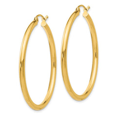 10K Yellow Gold Polished 2.5mm Tube Hoop Earrings