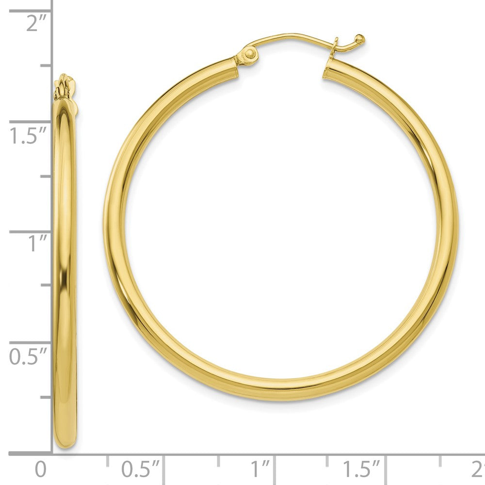 10K Yellow Gold Polished 2.5mm Tube Hoop Earrings