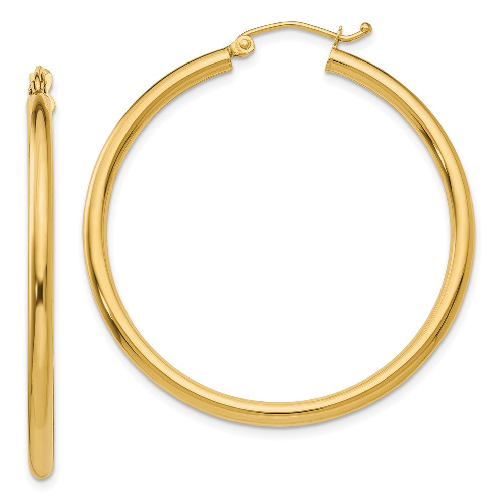 10K Yellow Gold Polished 2.5mm Lightweight Tube Hoop Earrings