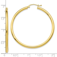 10K Yellow Gold Polished 2.5mm Tube Hoop Earrings