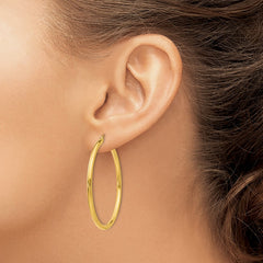 10K Yellow Gold Polished 2.5mm Lightweight Tube Hoop Earrings