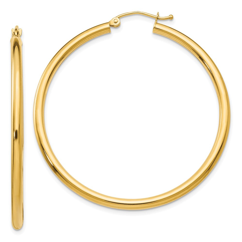 10K Yellow Gold Polished 2.5mm Lightweight Tube Hoop Earrings