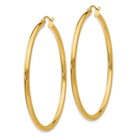 10K Yellow Gold Polished 2.5mm Tube Hoop Earrings