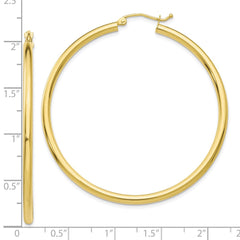 10K Yellow Gold Polished 2.5mm Tube Hoop Earrings