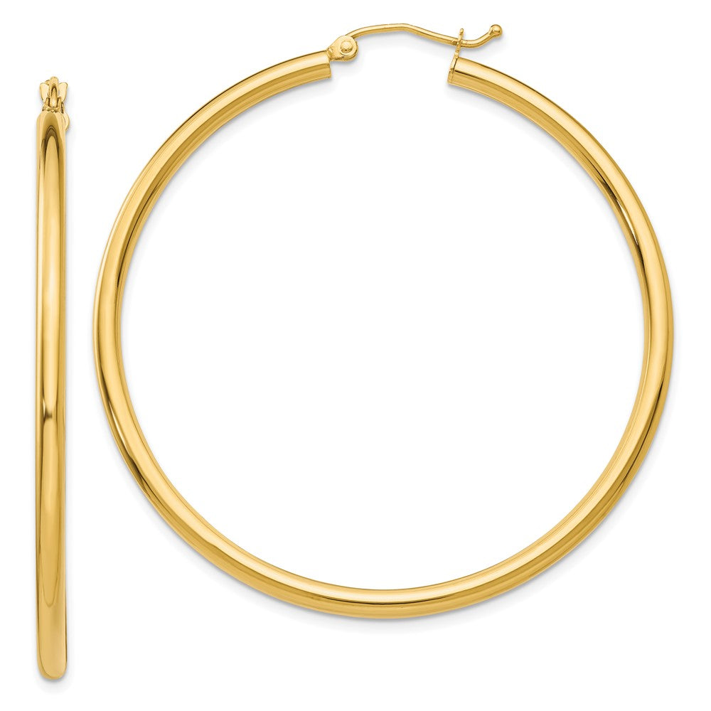 10K Yellow Gold Polished 2.5mm Lightweight Tube Hoop Earrings