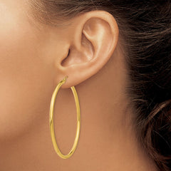 10K Yellow Gold Polished 2.5mm Tube Hoop Earrings